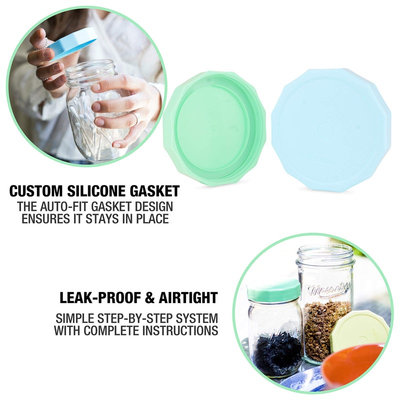 Masontops Tough Tops - Ball Wide Mouth Mason Jar Lids Plastic Leakproof - Multi Colored Plastic Mason Jar Lids - Reusable Canning Lids fit Ball Jars - Image 4